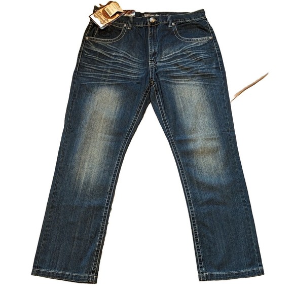 Vintage Y2K Ablanche Embroidered Wings Blue Jeans 40x34 (38x33) Deadstock NWT - Picture 2 of 11